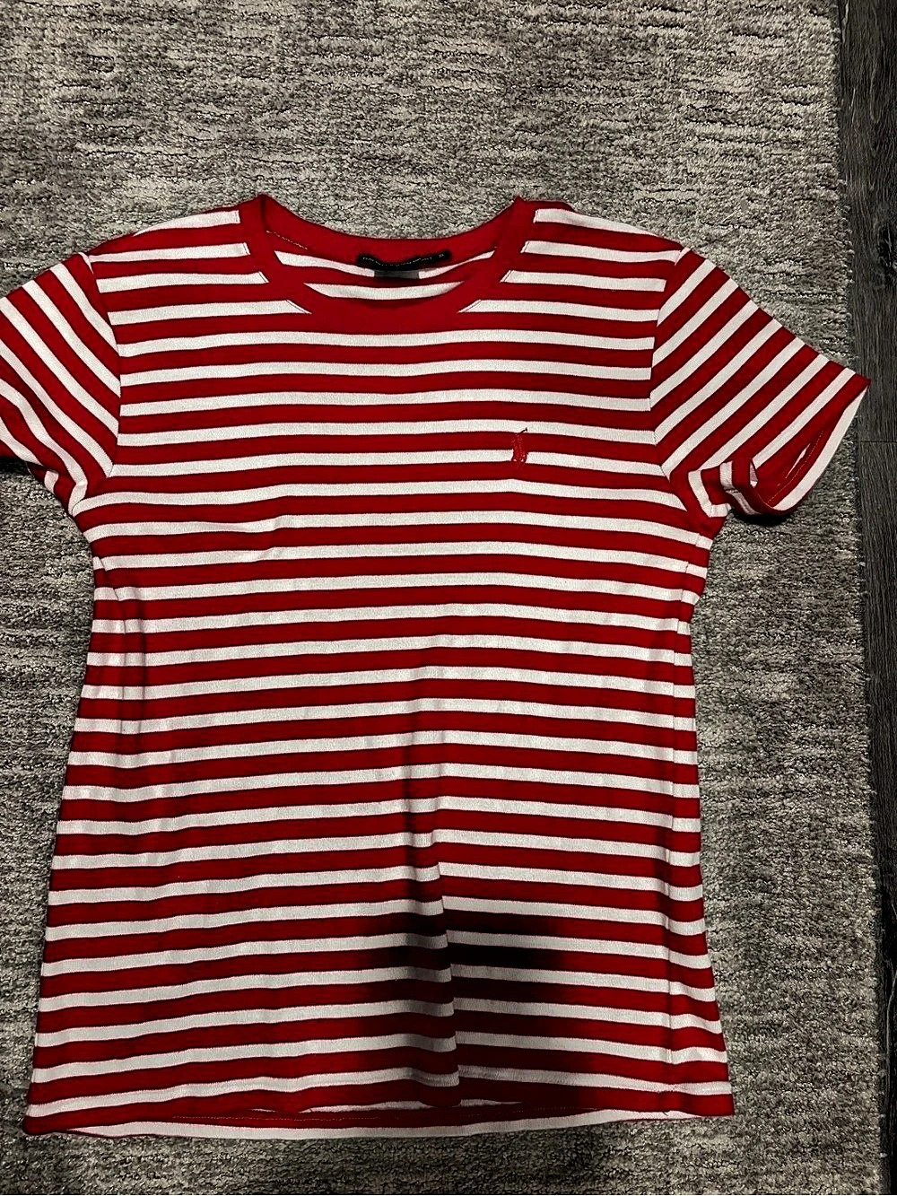 Polo Ralph Lauren Striped Short Sleeve Tee in Red & White XL
